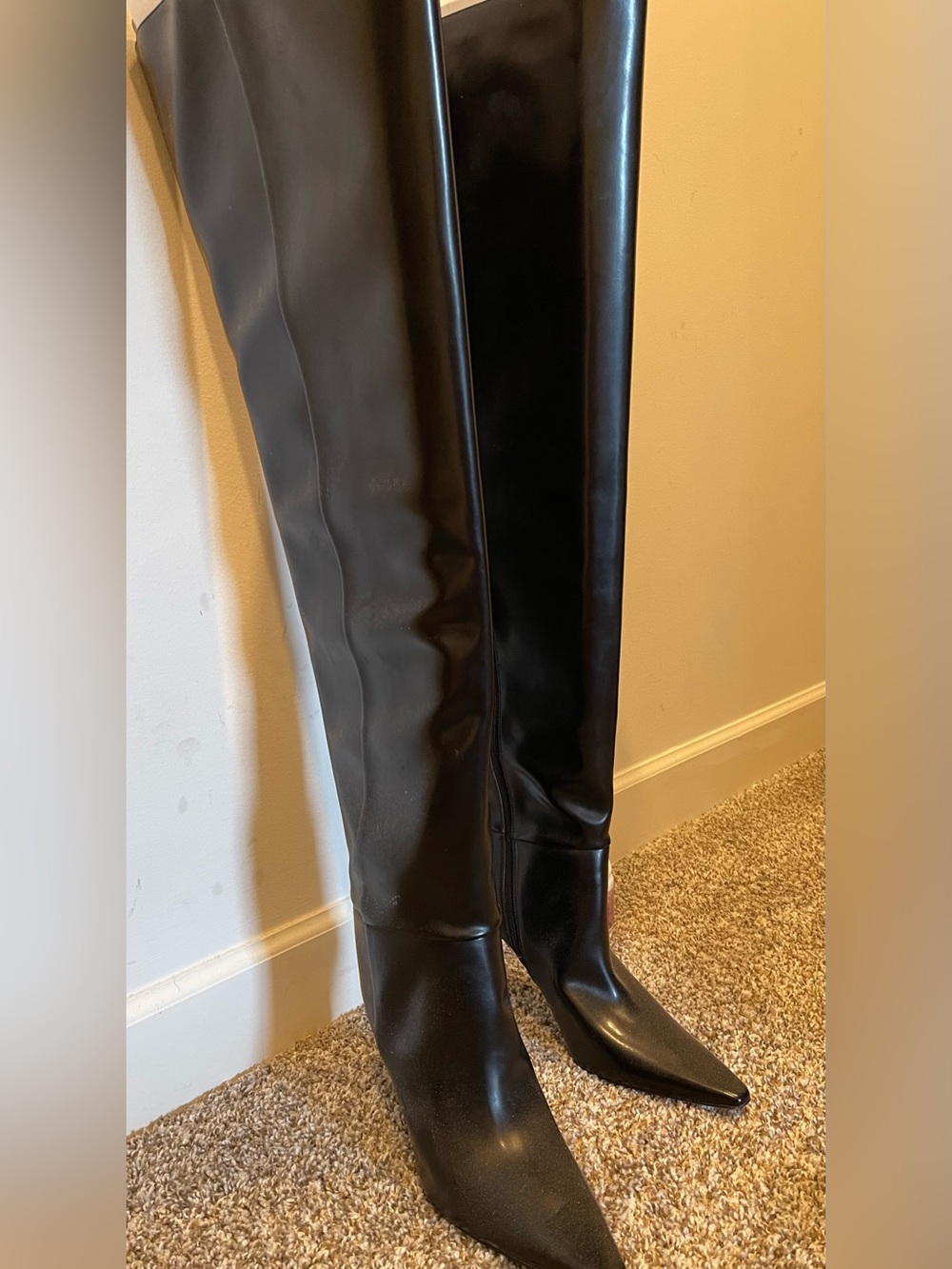 H&M Black Patent Over-the-Knee Stiletto Boots - Picture 6 of 7